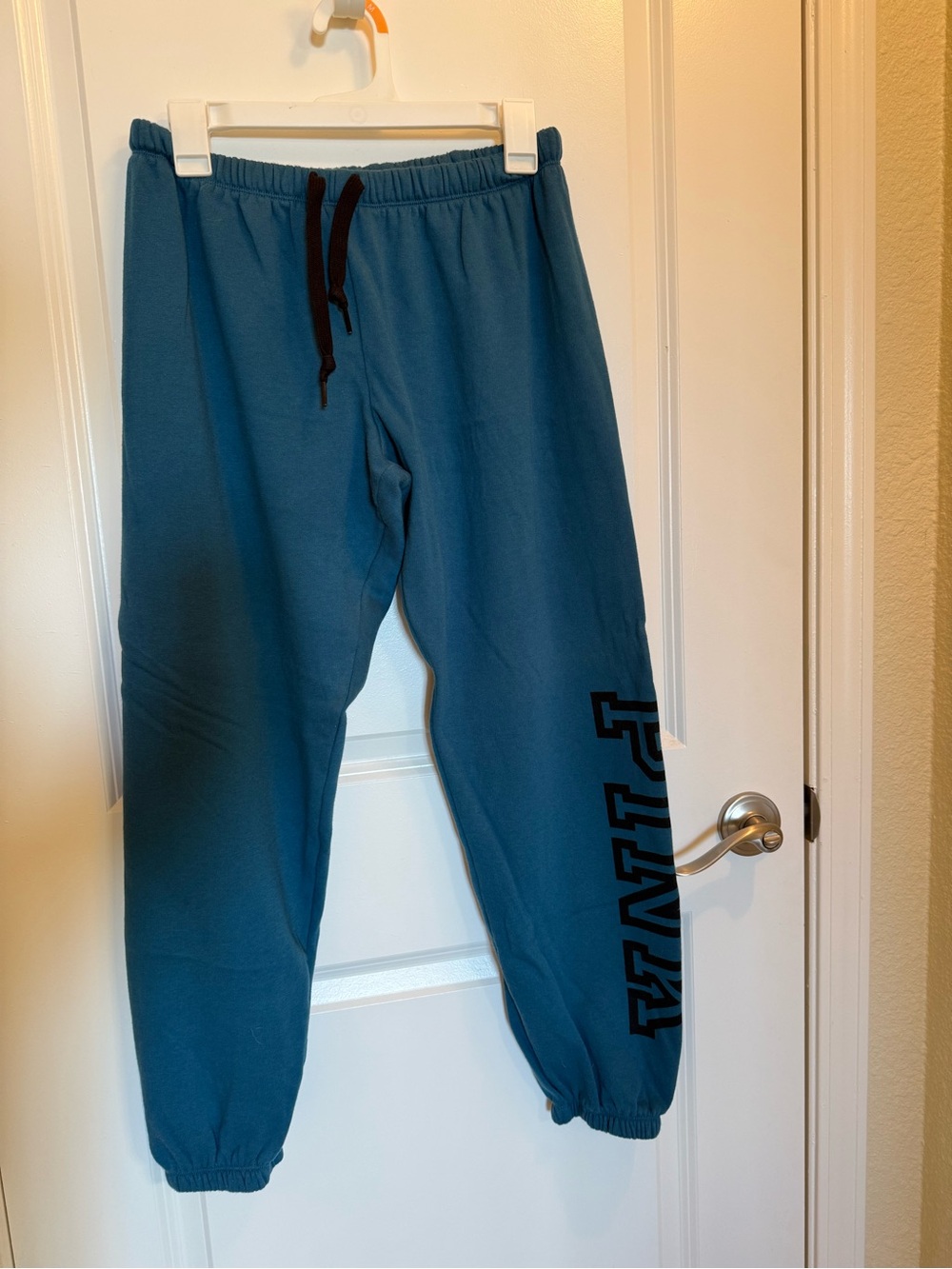 PINK Victoria's Secret Women’s Teal Blue Joggers with Black Drawstring